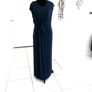 SOMA Navy Blue Soft Stretchy Popover Maxi Dress with Pockets M
